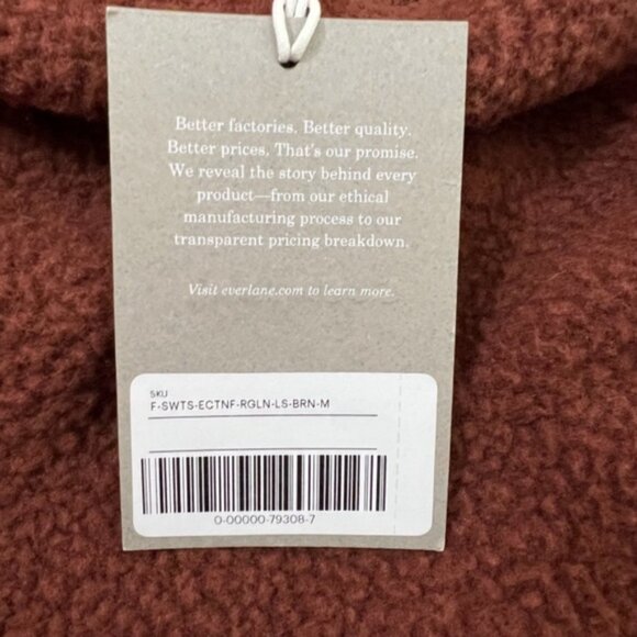 Everlane Renew Brown Long Sleeve Sherpa Crewneck Sweatshirt New Size Medium - Picture 5 of 7
